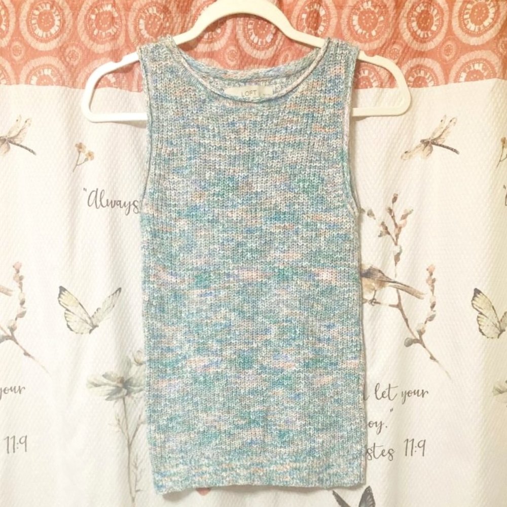 LOFT Women's Petite Marble Knit Tank Top Size XXSP